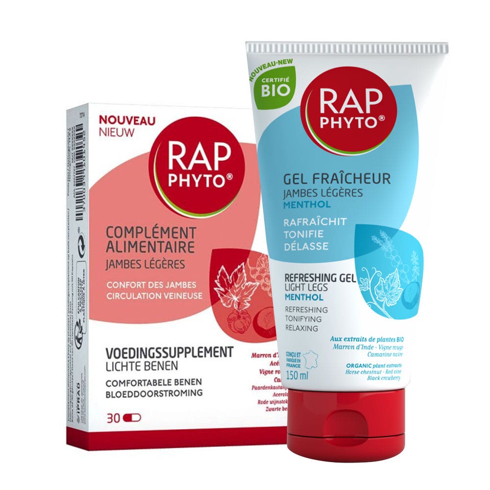 Rap Phyto Integratore alimentare Gambe leggere + Gel al mentolo bio
