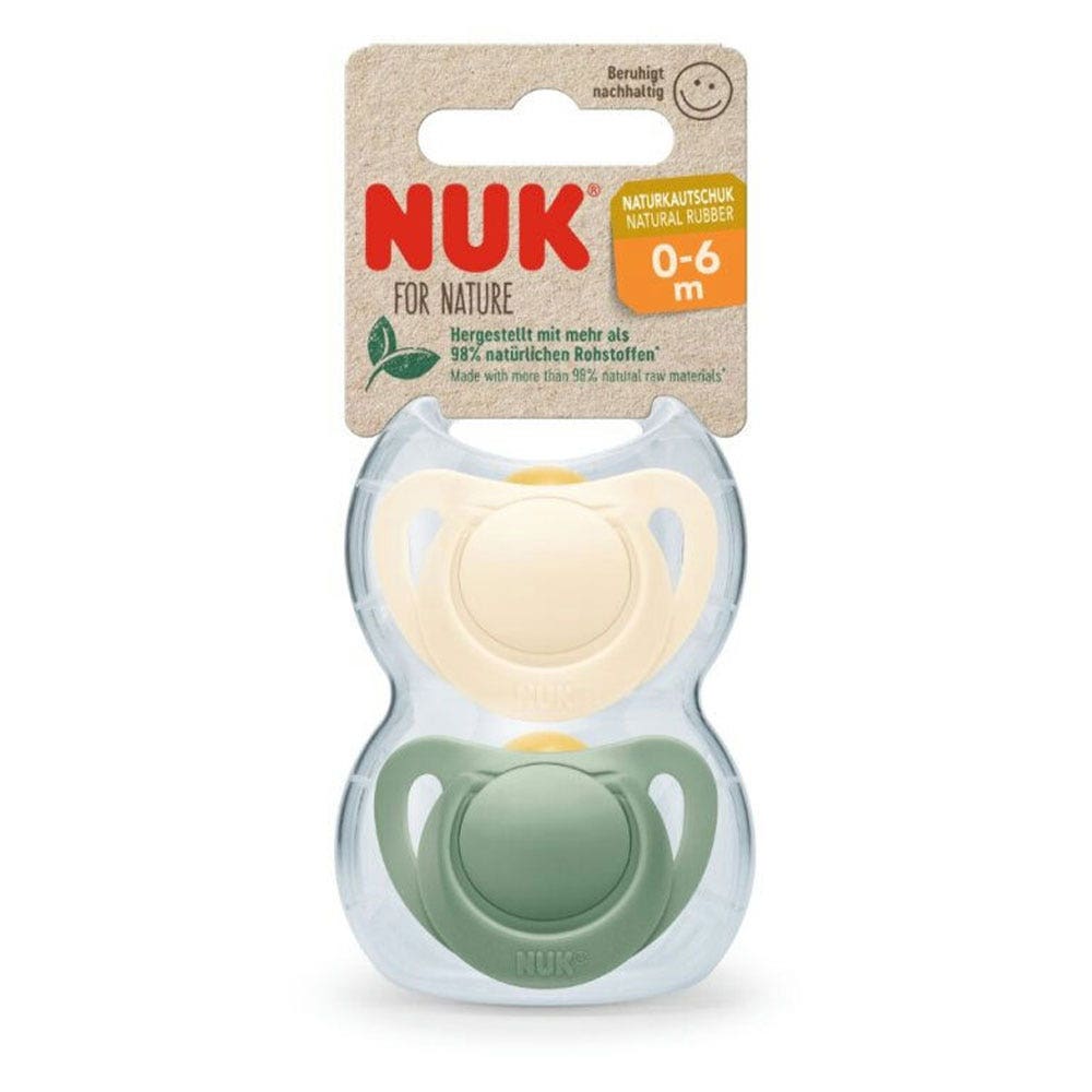 Nuk For Nature Ciuccio in gomma naturale da 0 a 6 mesi x2