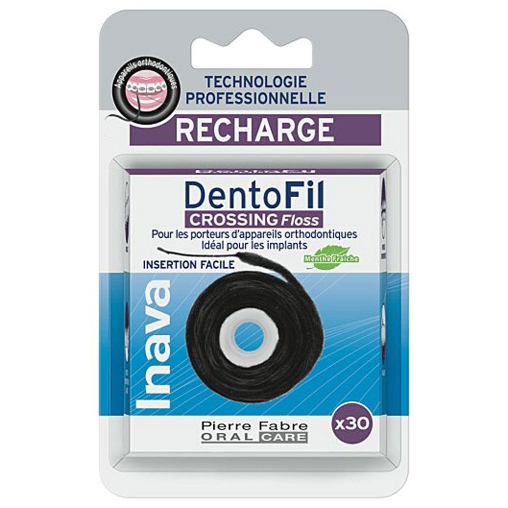 Inava Dentofil Ricarica filo interdentale Crossing Floss per apparecchi ortodontici o impianti x30