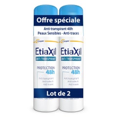 Etiaxil Anti-traspirante Aerosol 48h Anti-traspirante Ascelle Le macchie bianche e gialle Peaux Sensibles 2x150ml