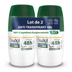 Etiaxil Anti-Transpirant 48h Anti-traspirante Roll-on Certificato Biologico Pelle Sensibile 2x50ml