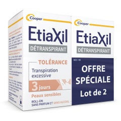 Etiaxil Detraspirante Deodorante roll-on Tolleranza alla sudorazione eccessiva Pelle Sensibile 2x15ml