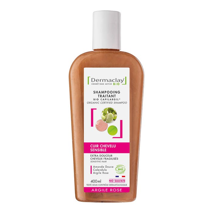 Dermaclay Shampoo trattante biologico Cuoio capelluto sensibile Argilla rosa 250ml