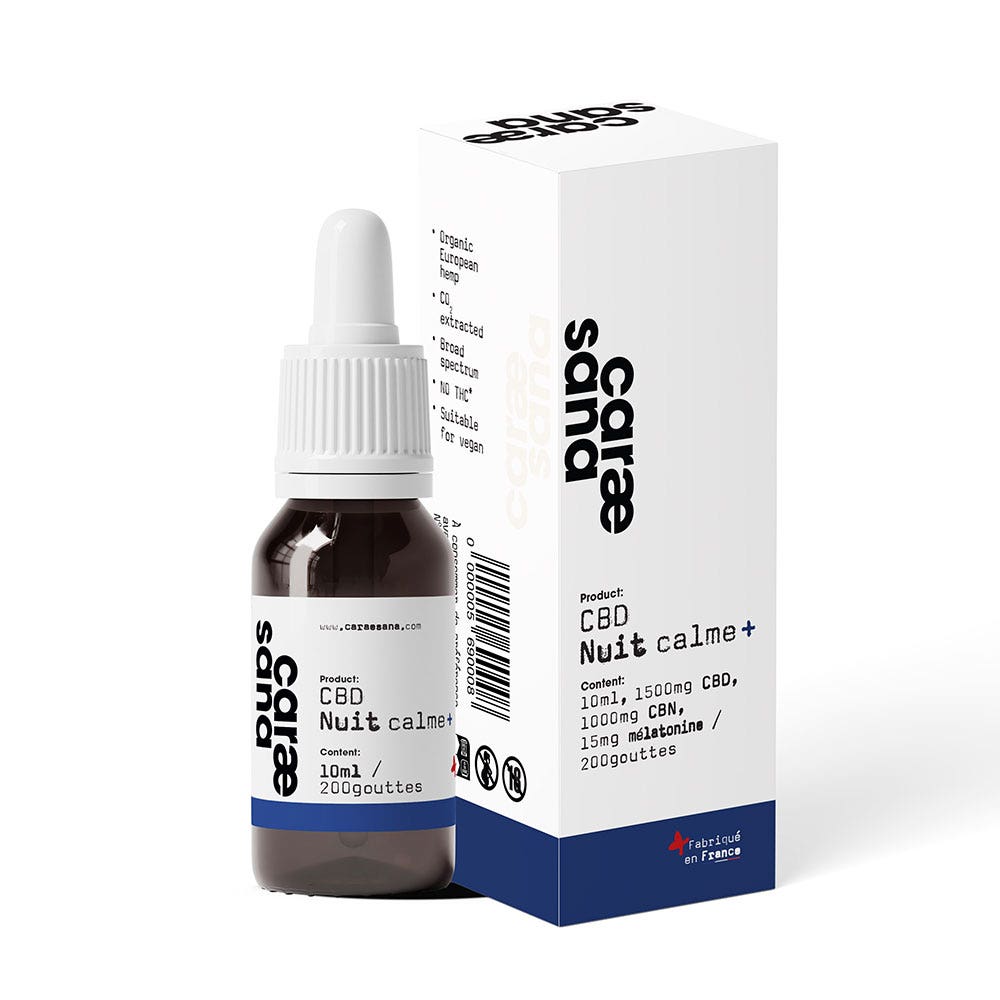 Caraesana Olio di CBD broadspectrum 1500mg + CBN 1000mg nuit calme+ 10ml