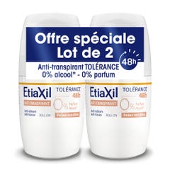 Etiaxil Anti-traspirante Deodorante roll-on 48H Tolérance Pelle Sensibile 2x50ml