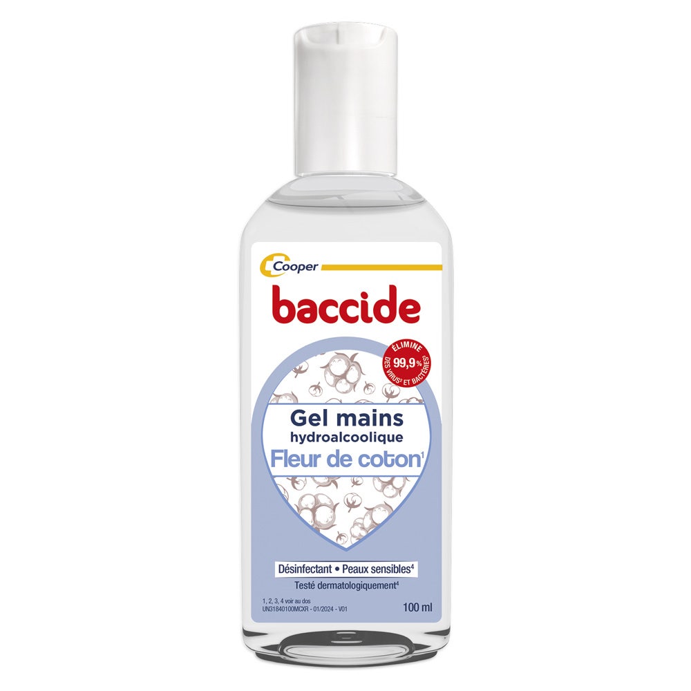 Baccide Gel mani disinfettante idroalcolico fiore di cotone per pelli sensibili 100 ml