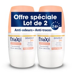 Etiaxil Deodorante Roll-on Delicatezza senza alluminio 48h Pelle Sensibile 2x50ml