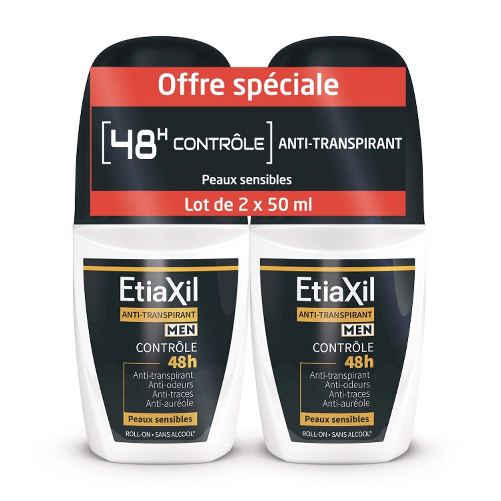Etiaxil Anti-traspirante Deodorante roll-on controllo 48h per uomo 2 x 50 ml