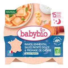 Babybio Ravioli di emmental con salsa di patate dolci e un tocco di formaggio di capra francese Da 15 mesi 190g