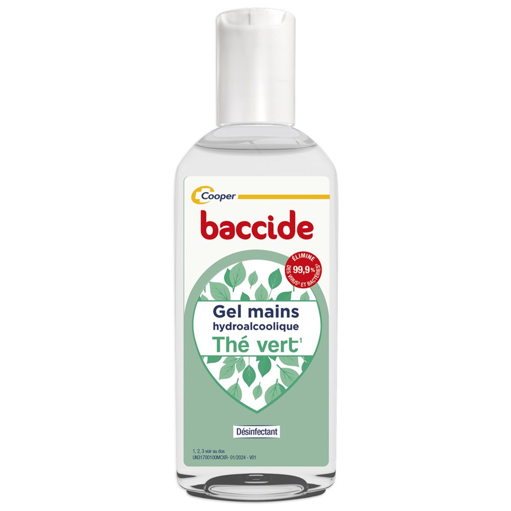 Baccide Gel Mains Désinfectant Hydroalcoolique Thé Vert Peaux sensibles 30ml