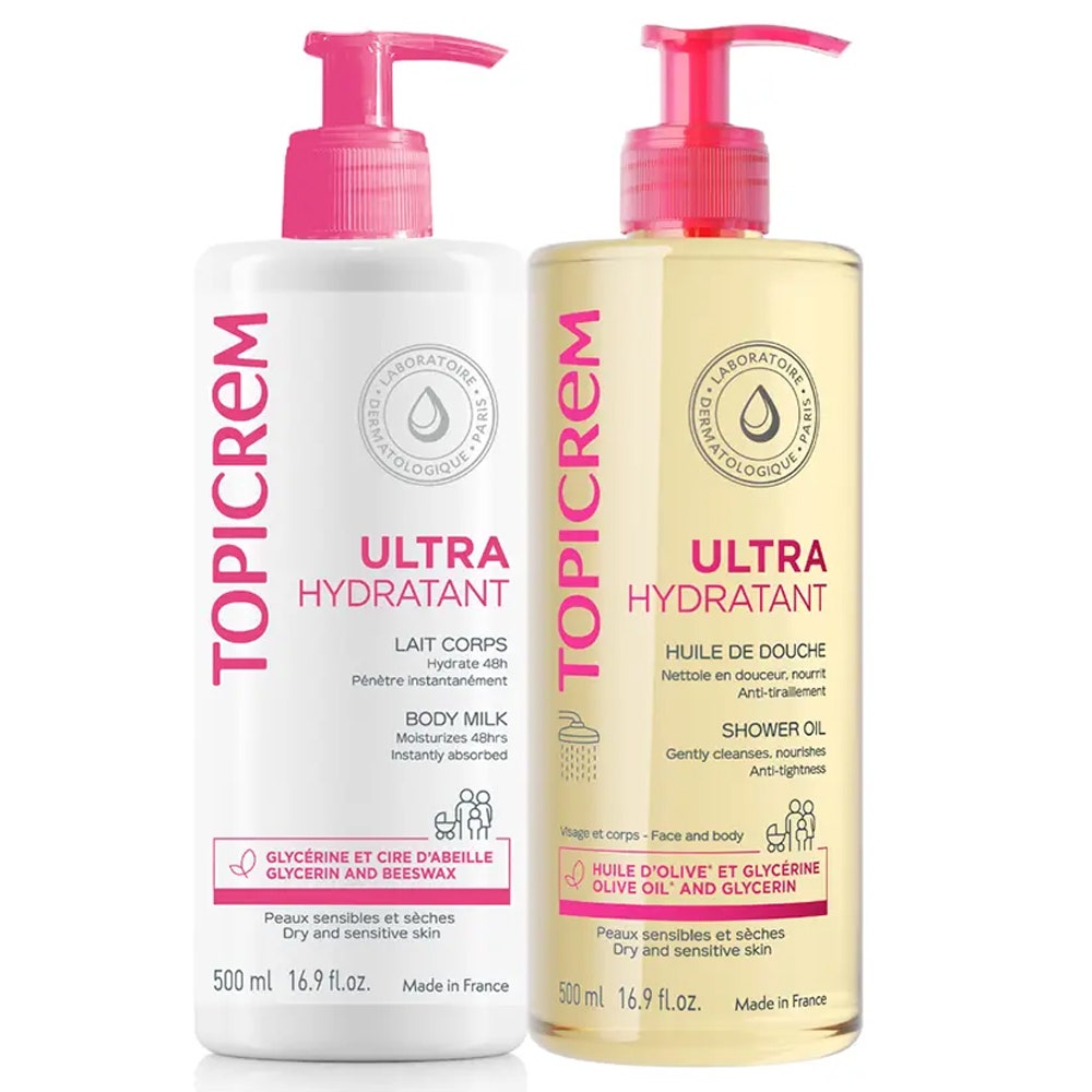 Topicrem Ultra-Hydratant Lozione per il corpo + Olio per la doccia 2x500ml