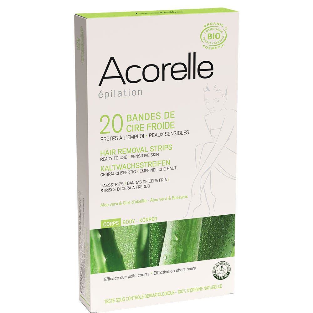 Acorelle Bandes de Cire Froide Corps BIO Certifiées 20 unità
