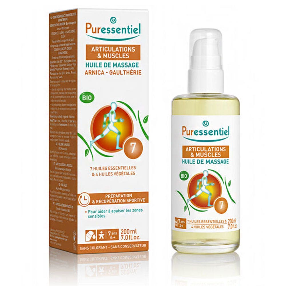 Puressentiel Articolazioni e Muscoli Olio per massaggio arnica e gaultheria bio 200 ml