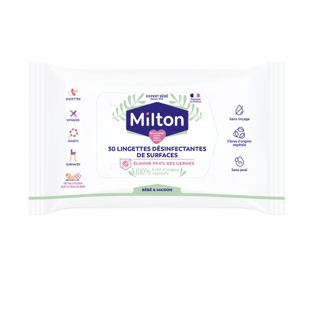 Milton Salviette biodegradabili per la disinfezione delle superfici x30