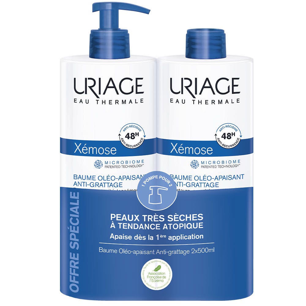 Uriage Xemose Oleo Balsamo lenitivo antigraffio Secchezza grave Pelle atopica 2x500ml