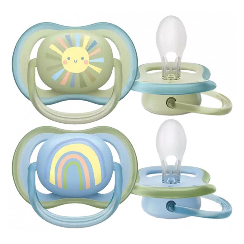 Avent Ultra Air Succhietti simmetrici in silicone con motivo 0-6 mesi x2