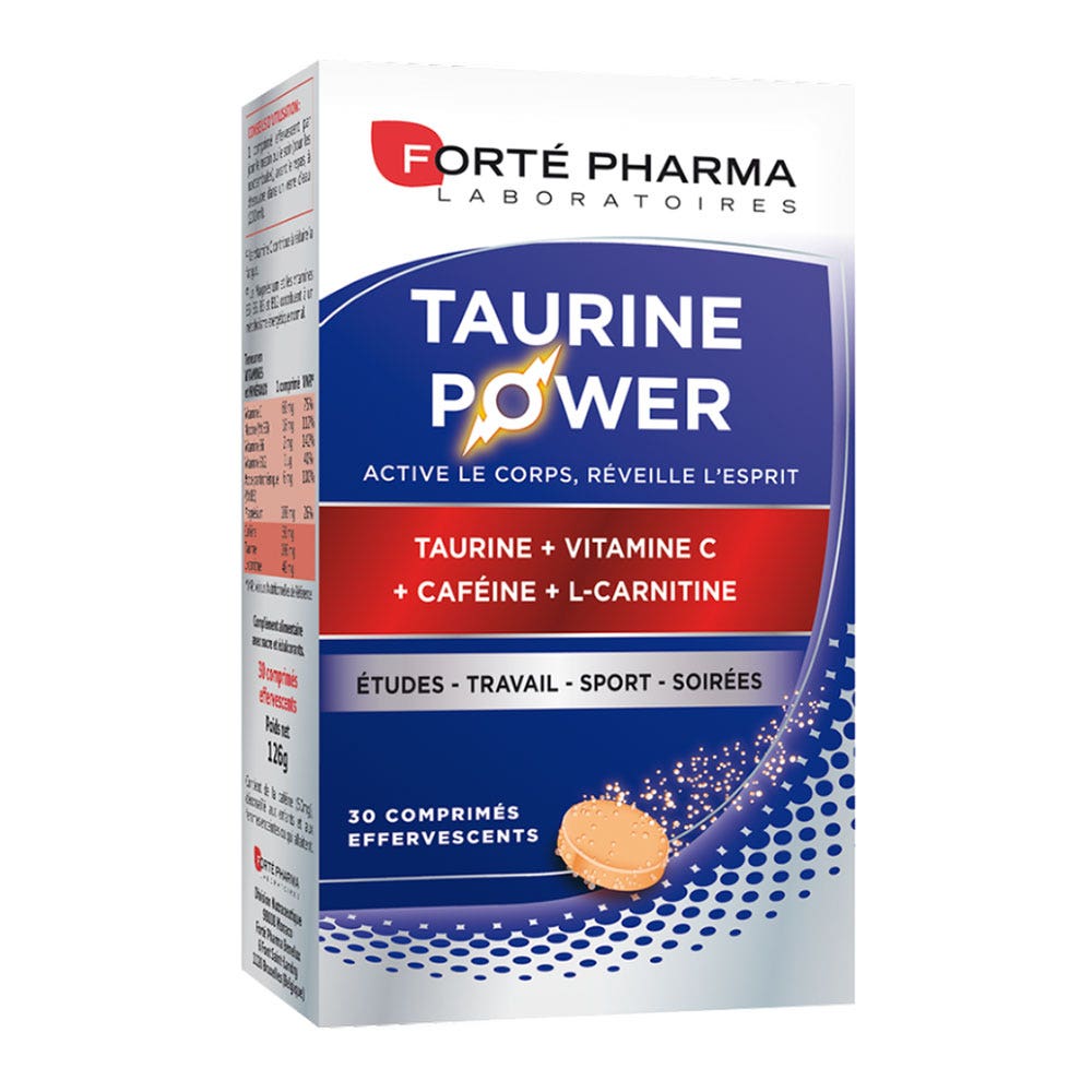 Forté Pharma Taurina Power arricchito con caffeina e L-carnitina 30 compresse effervescenti