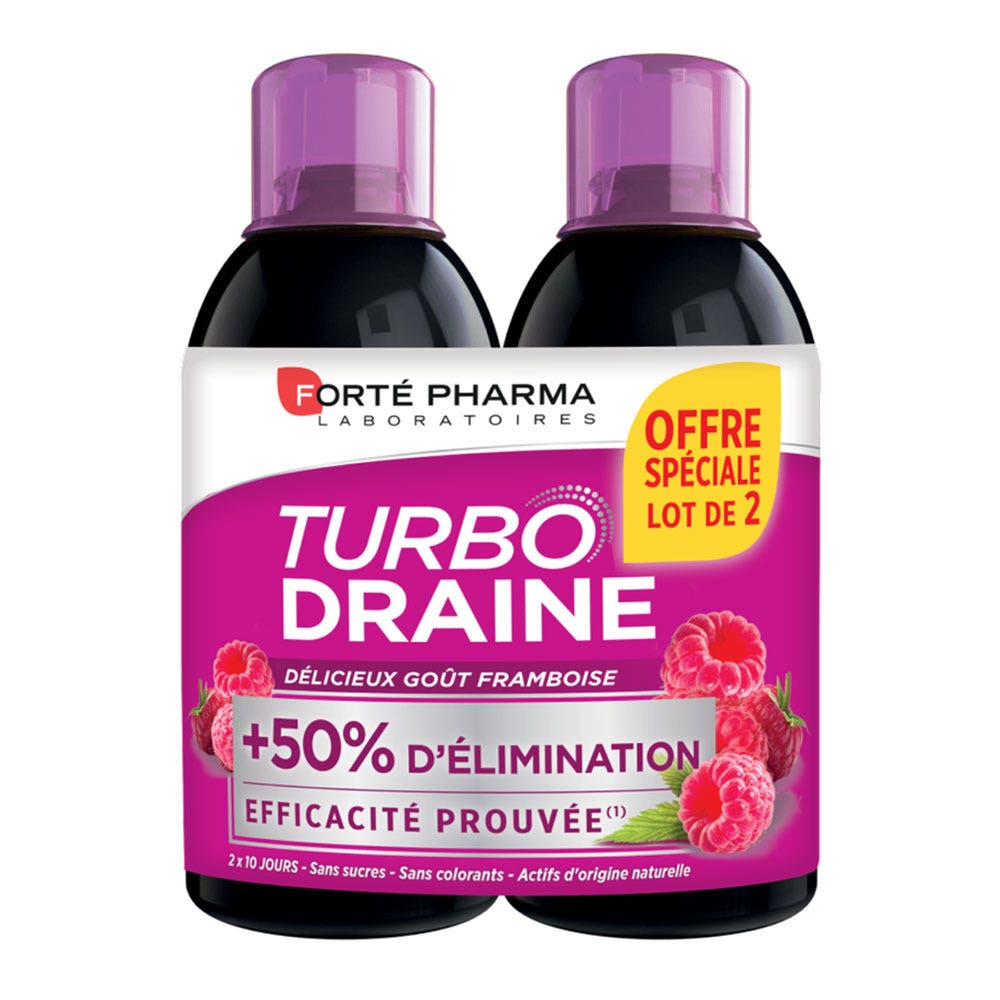 Forté Pharma TurboDraine Drenante snellente e depurativo gusto lampone 2x500ml