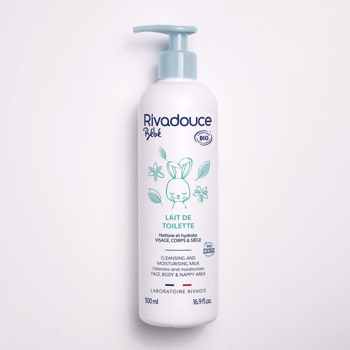 Rivadouce BIO Latte Detergente Neonati 500 Ml – Senza Risciacquo, 99,7% Ingredienti Naturali, Profumo Di Fiori D'Arancio E Vaniglia