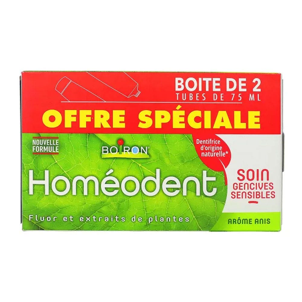 Boiron Homeodent Dentifricio per gengive sensibili Aroma di anice 2x75ml