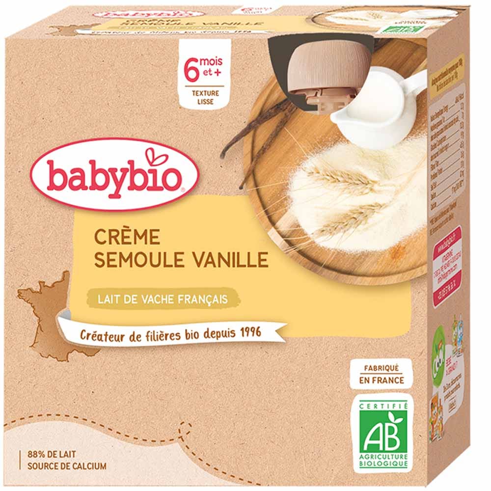Babybio 6 mesi Zucca da dessert biologica di semola di Crema alla vaniglia Latticini 4x85g