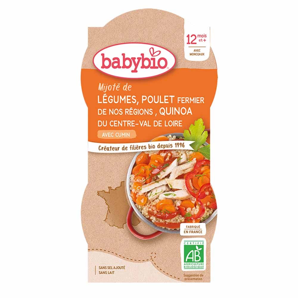 Babybio 12 mesi Menu giornaliero delle ciotole biologiche 2x200g