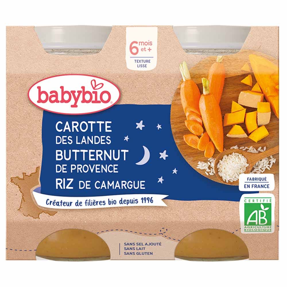 Babybio 6 mesi Menu Notte biologico 2x200g