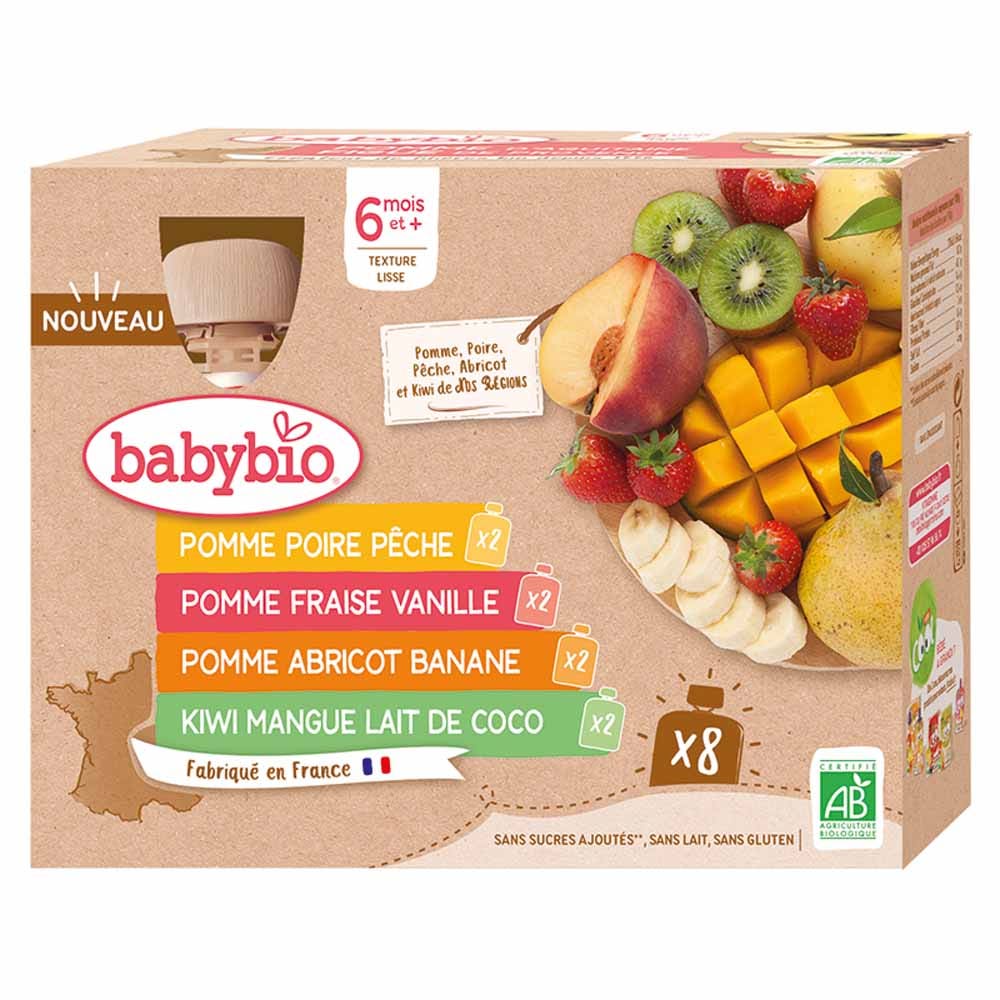Babybio Frutta Bottiglia multi-frutto Da 6 mesi 8x90g