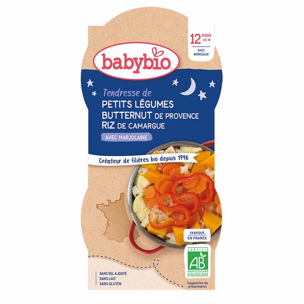 Babybio Ciotole biologiche Good Notte Meal 12 mesi 2x200g