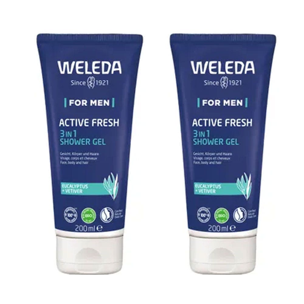 Weleda Uomo Active Fresh 3 en 1 Gel Douche 2x200ml