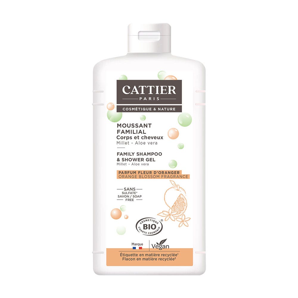 Cattier Profumo schiumoso per il corpo e i Capelli della Famiglia Fiori d'Arancio Biologici 500ml