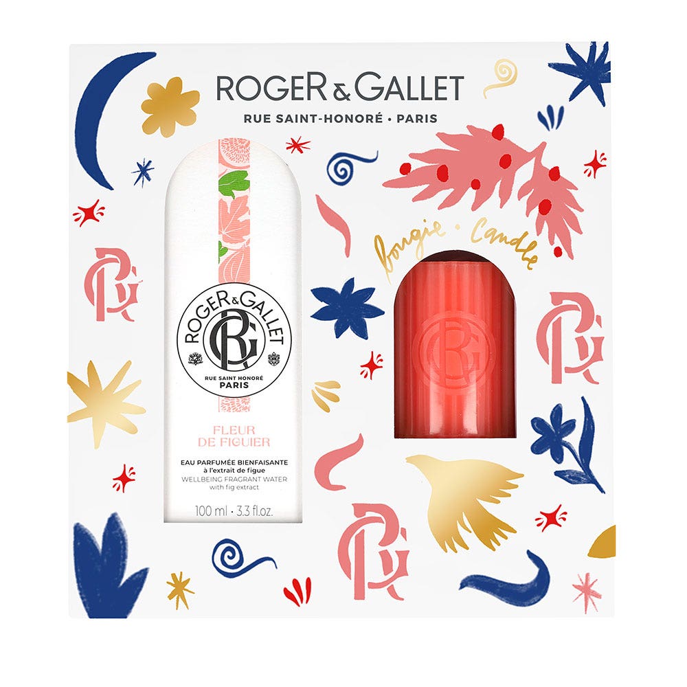 Roger & Gallet Fleur De Figuier Acqua Bienfaisante 100ml + Cofanetto regalo di candele profumate