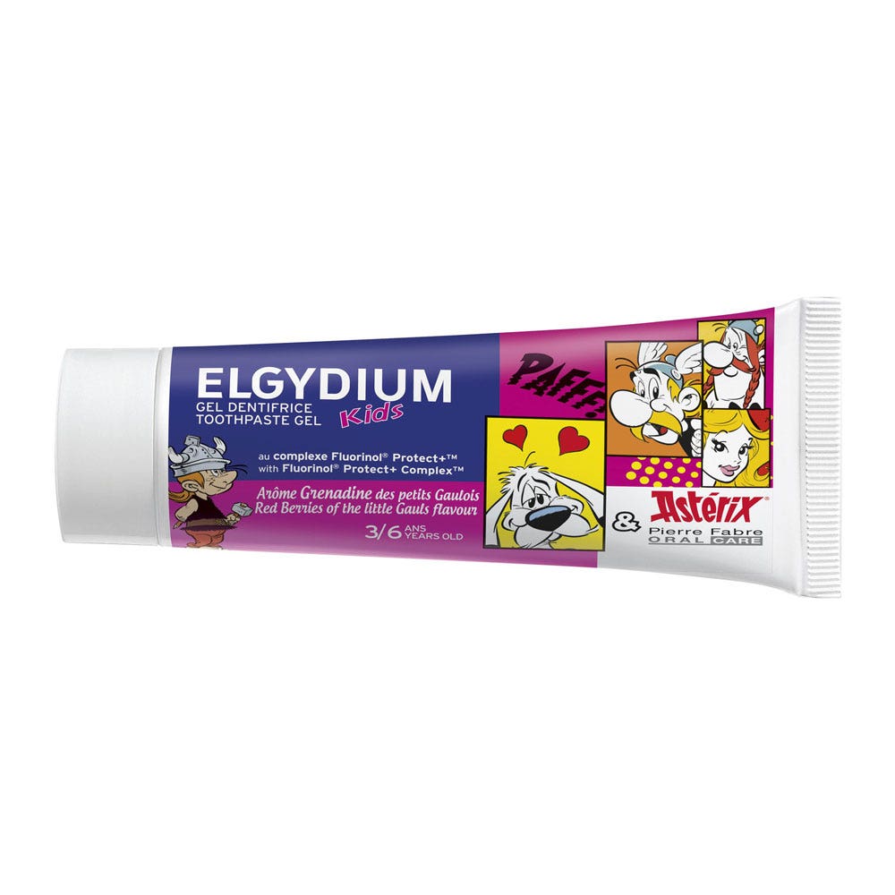 Elgydium Kid Asterix Dentifricio in gel al gusto di granatina 3/6 anni 50ml