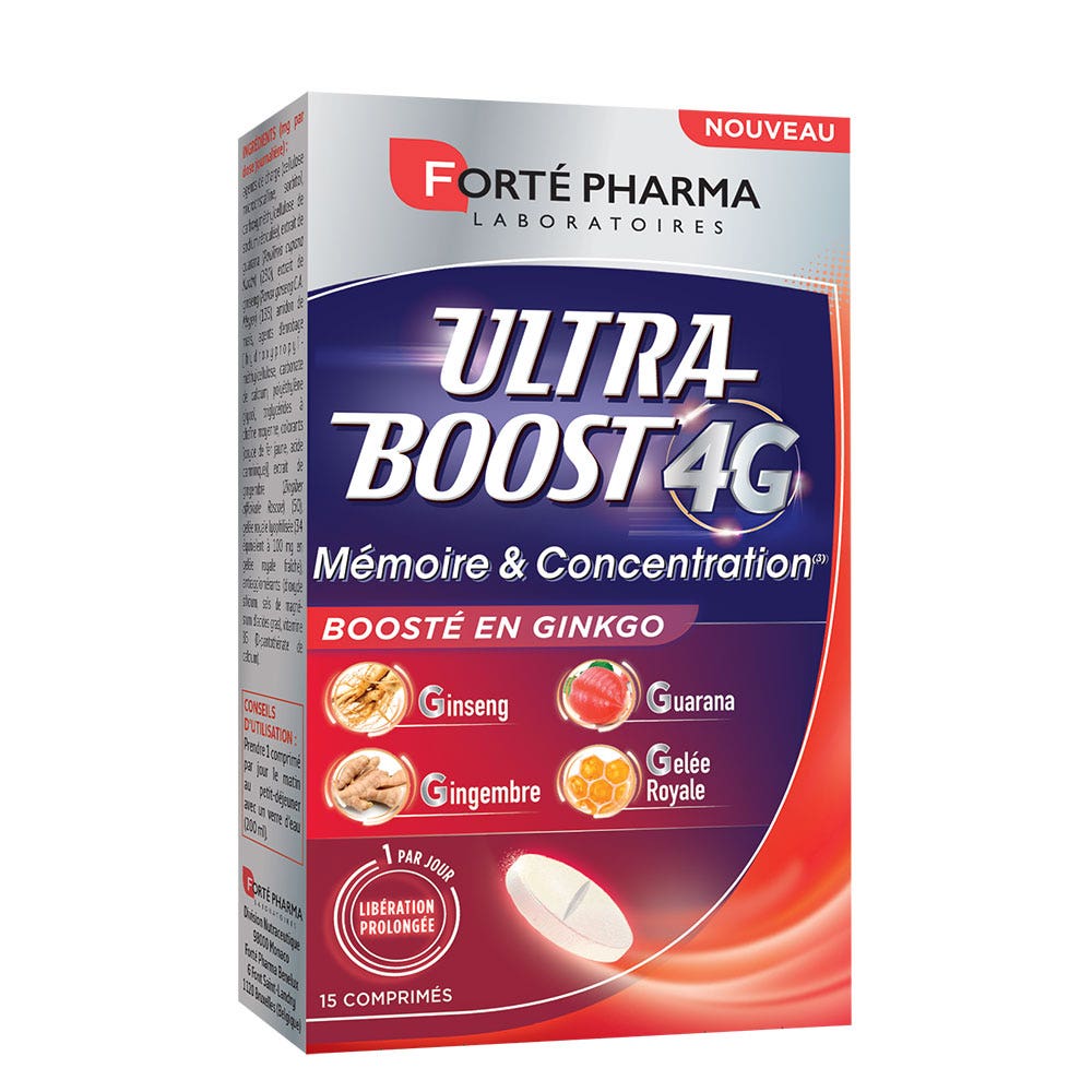 Forté Pharma Ultra Boost 4G Memoria e concentrazione ginseng e ginkgo 15 compresse