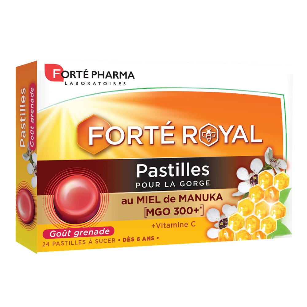 Forté Pharma Forté Royal Gola miele di Manuka gusto melograno 24 pastiglie da sciogliere