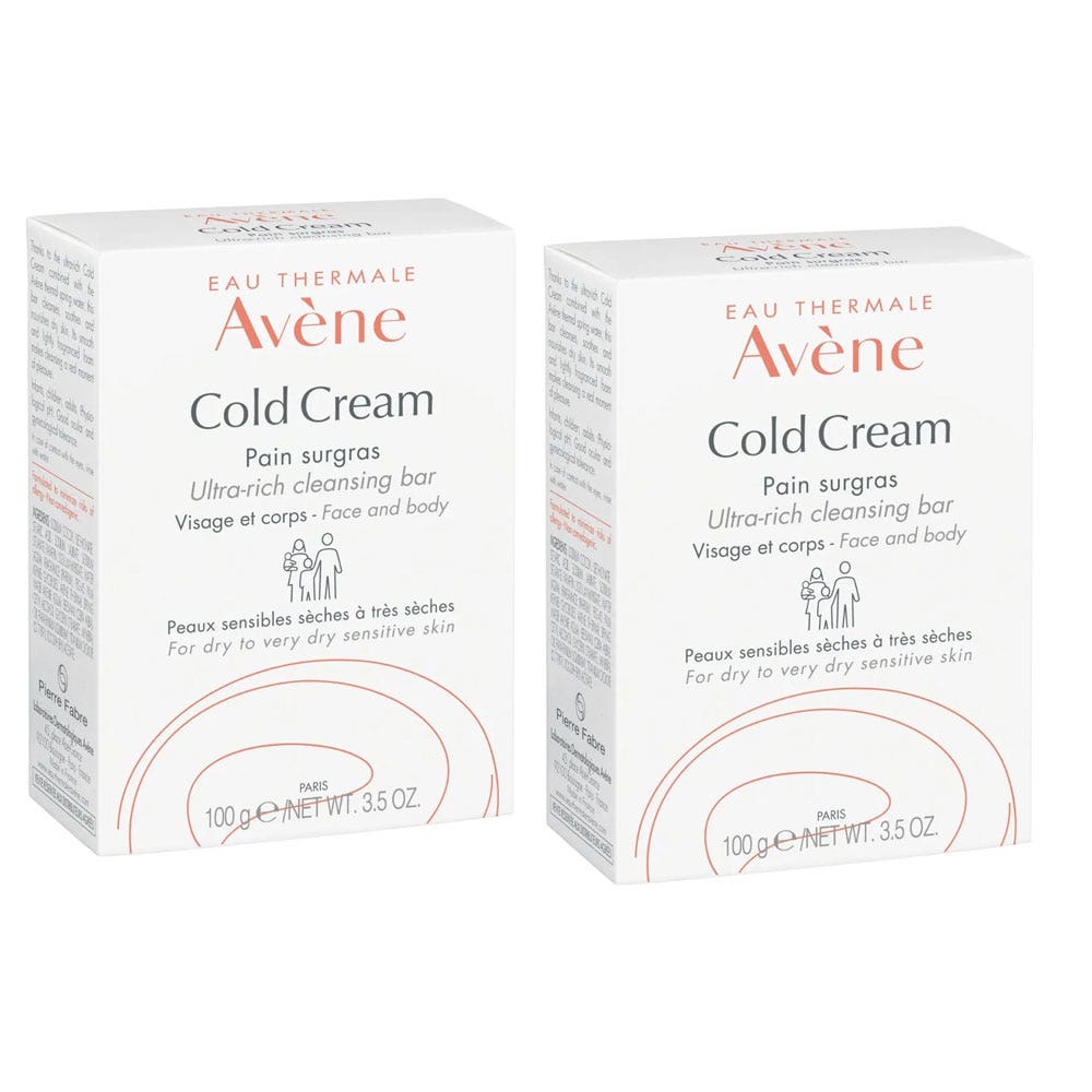 Avène Cold Cream Barretta supergrassa per viso e corpo per pelle sensibile 2x100g