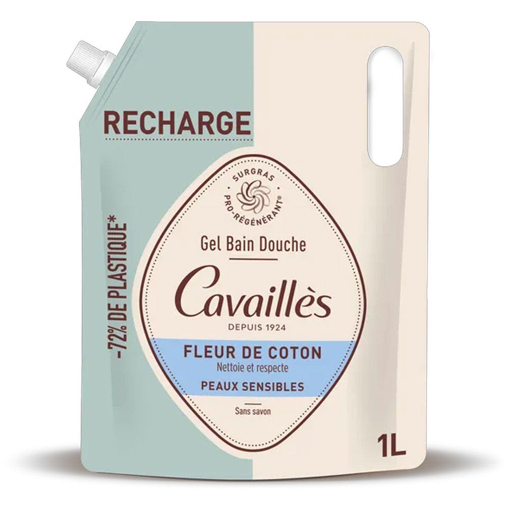 Cavaillès Ricarica Gel Bagno-Doccia Fiore di cotone Pelle sensibile 1L