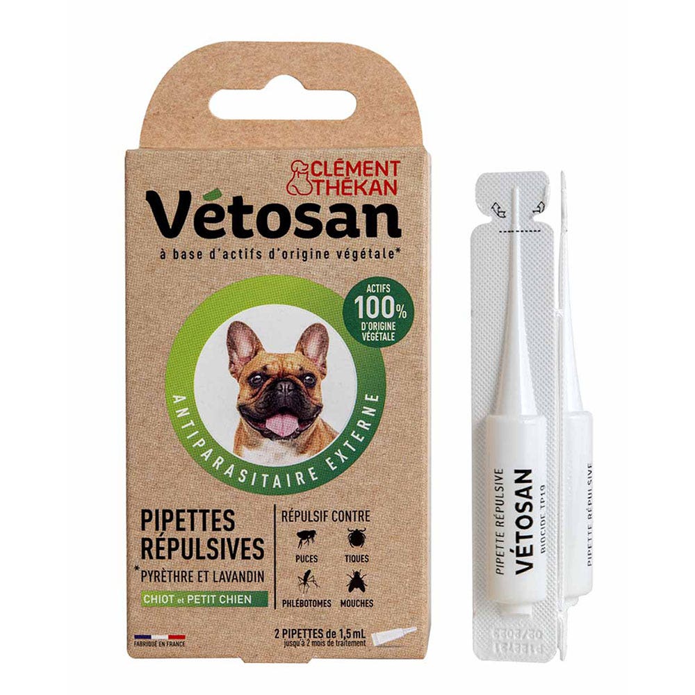 Clement-Thekan Vétosan Anti-Puces Anti-Tiques Chiot Petit Chien 2 Pipettes 1.5ml