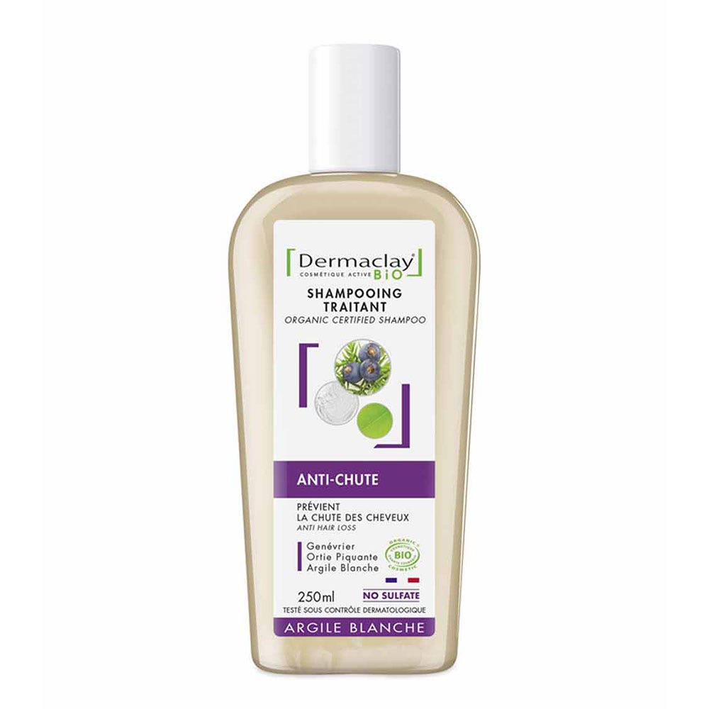 Dermaclay Shampoo trattante biologico Argilla Blanc per la rimozione della caduta dei capelli 250ml