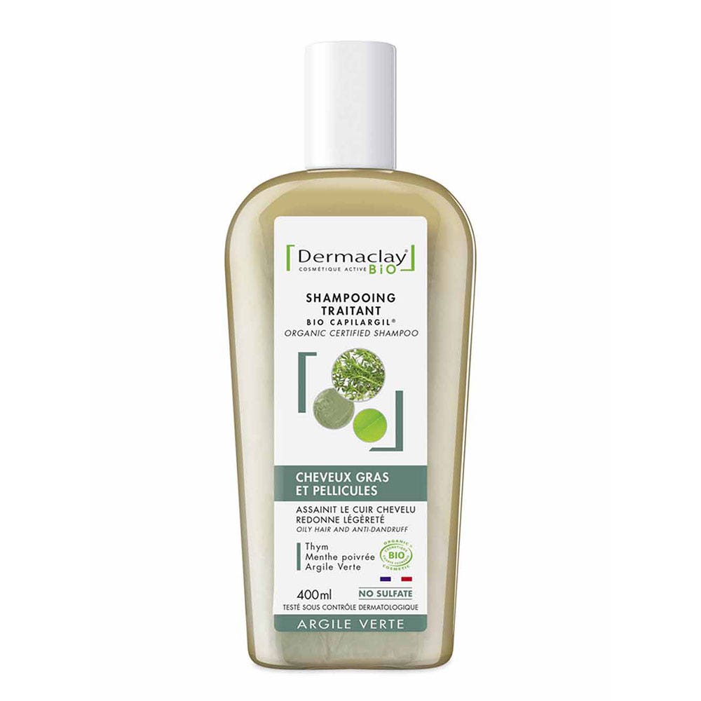 Dermaclay Shampoo trattante Bio Argilla verde Capelli grassi e forfora 400 ml