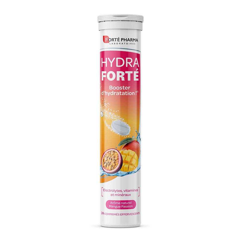 Forté Pharma Hydra Forté Booster di idratazione Aroma naturale di mango e passione 24 compresse effervescenti