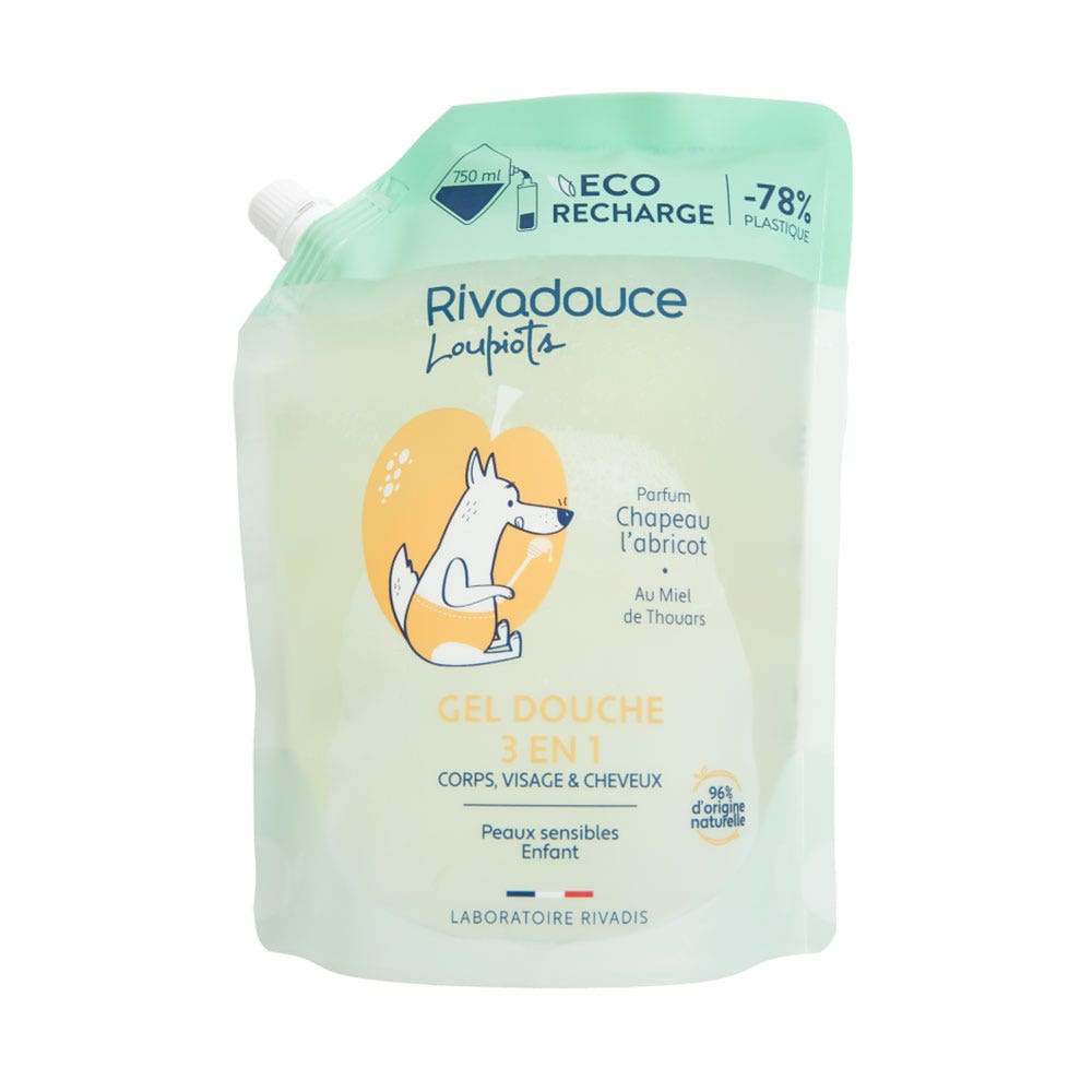 Rivadouce Loupiots Ricarica gel doccia 3in1 per bambini Corpo e Capelli 750ml