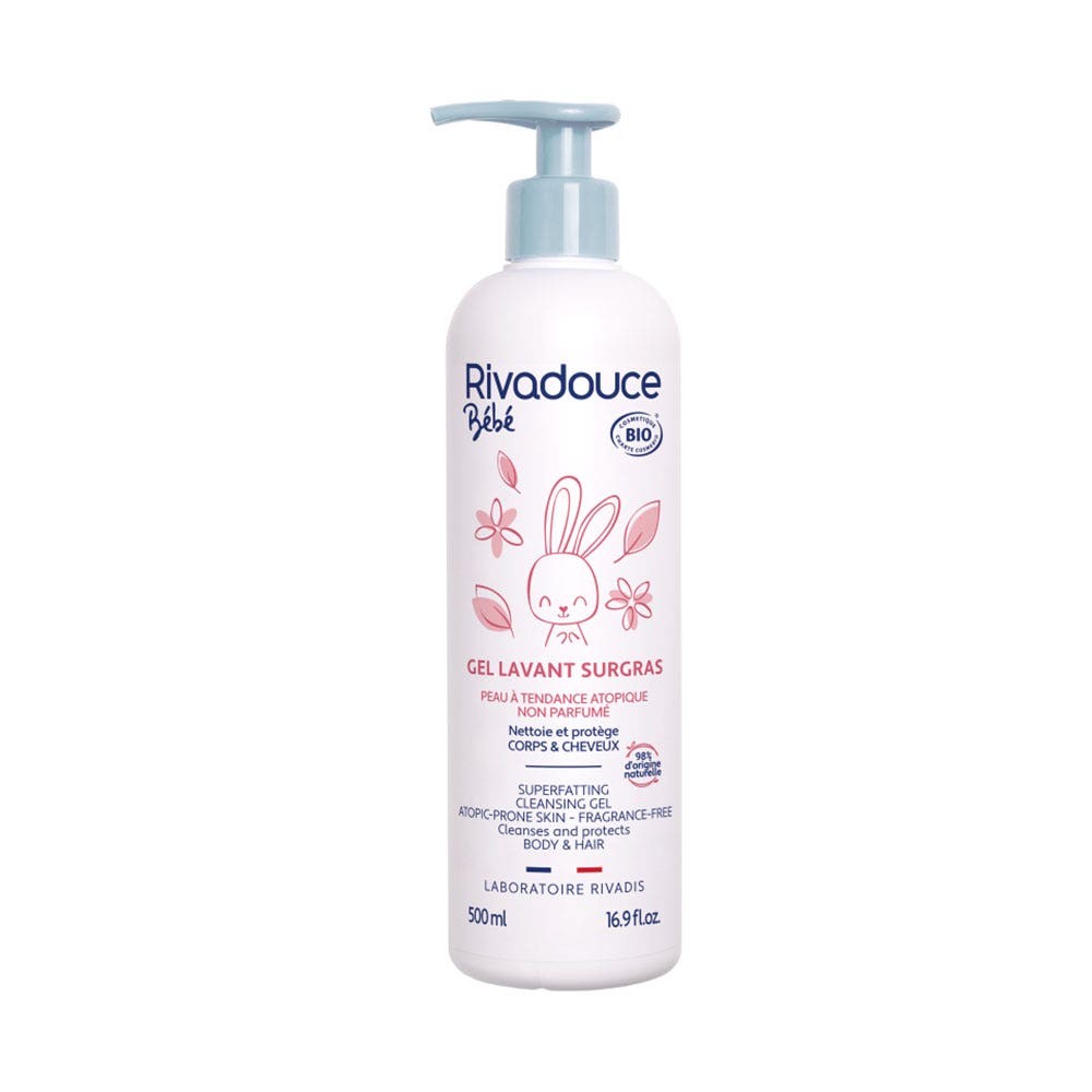 Rivadouce Bebè Gel detergente supergrasso bio non profumato Corpo e Capelli 500ml