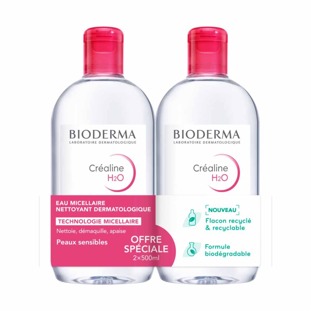 Bioderma Crealine Acqua Micellare Struccante H2O Senza profumo 2x500ml