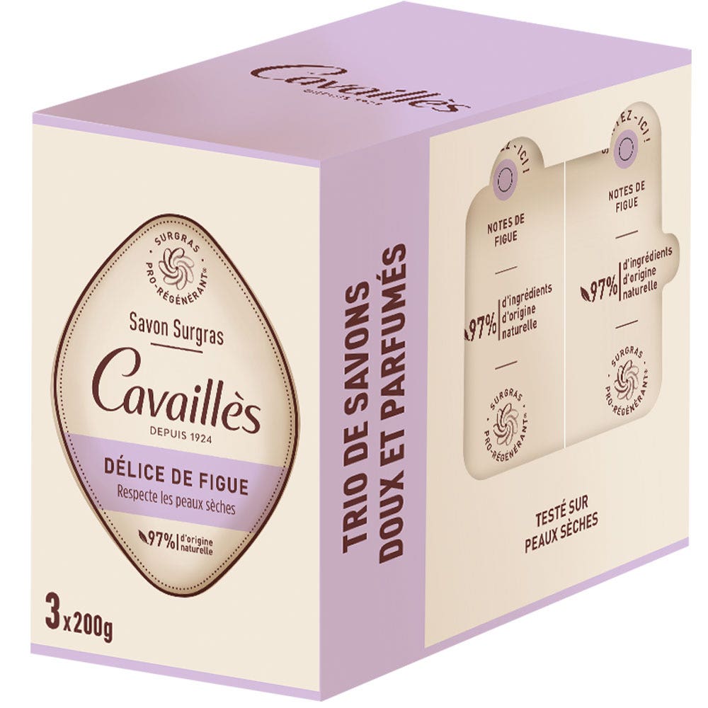 Cavaillès Surgras Pro-rigenerante Sapone Delizia di fico 3x200g