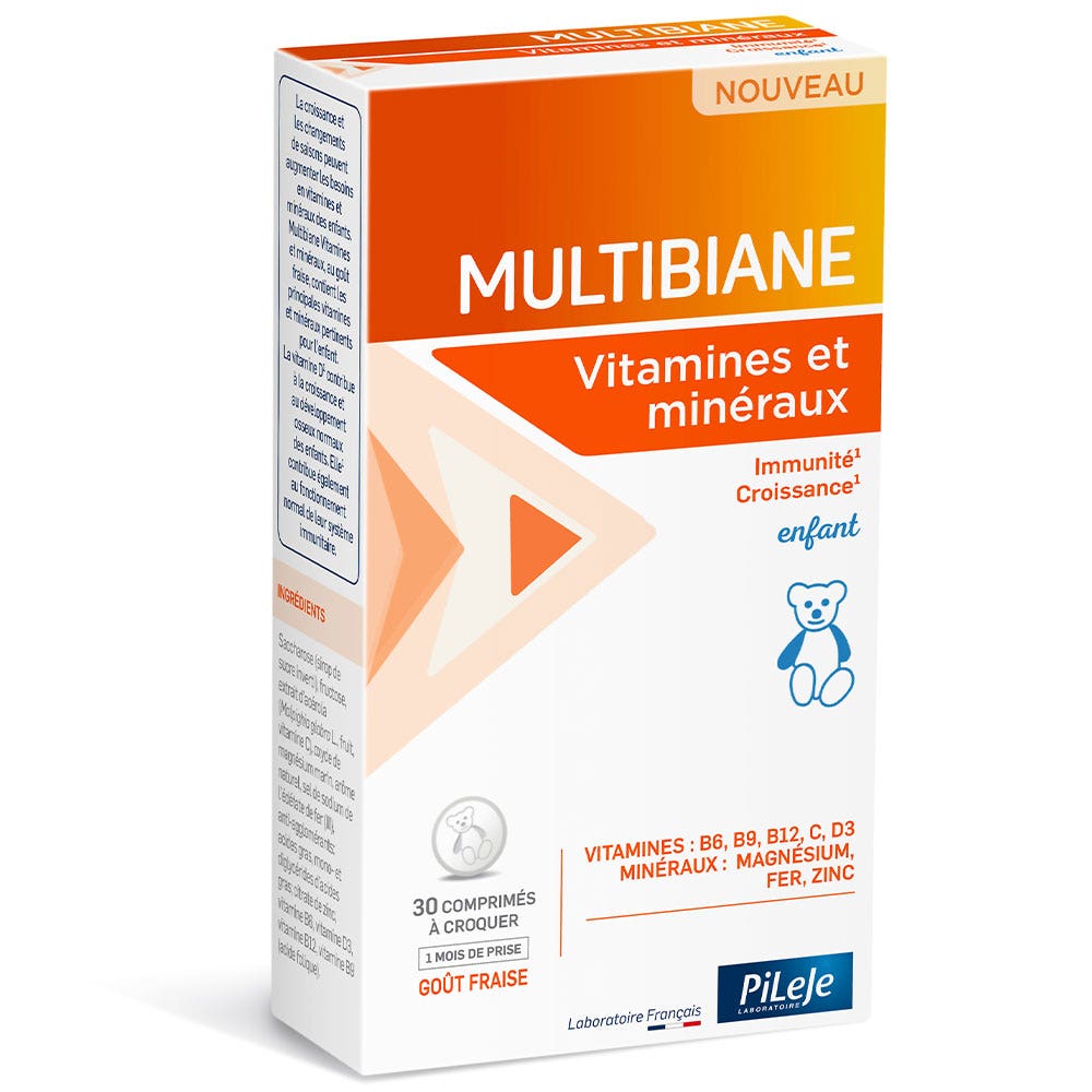 Pileje Multibiane Vitamine e Minerali per i bambini 30 compresse masticabili