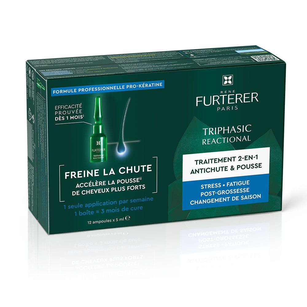 René Furterer Triphasic Trattamento Reactional 2-in-1 per capelli e crescita 12x5ml ampolle