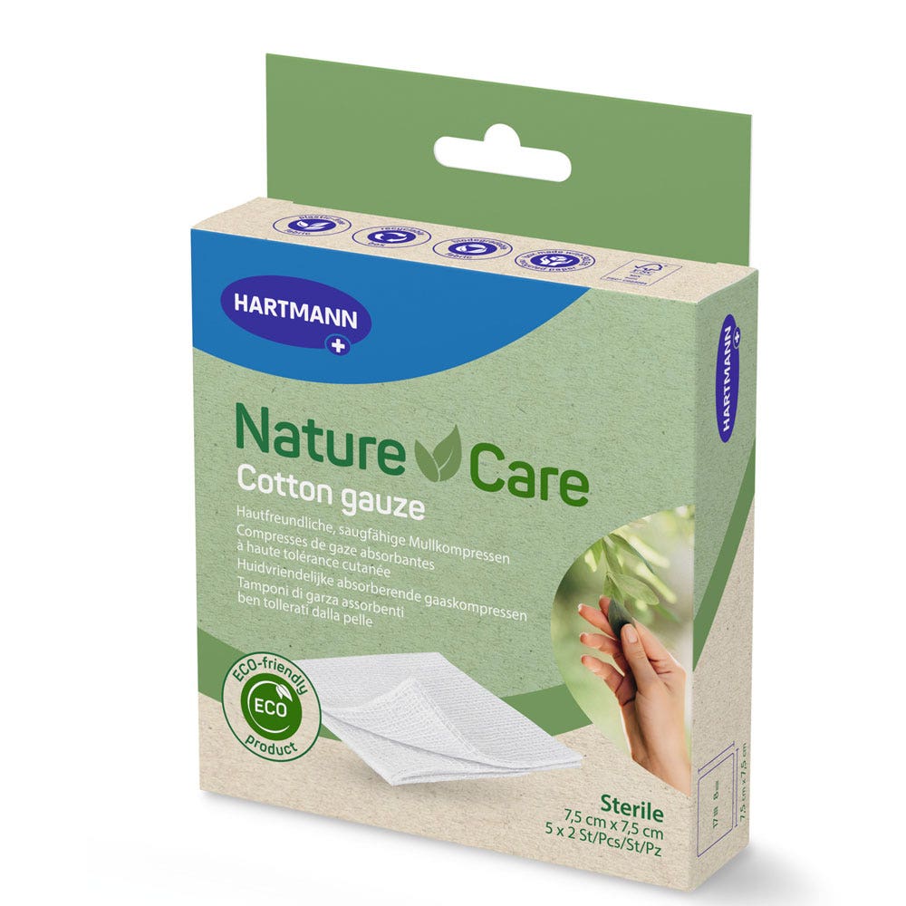 Hartmann Nature care Compresse di garza di cotone al 100% 7.5 cm x 7,5 cm