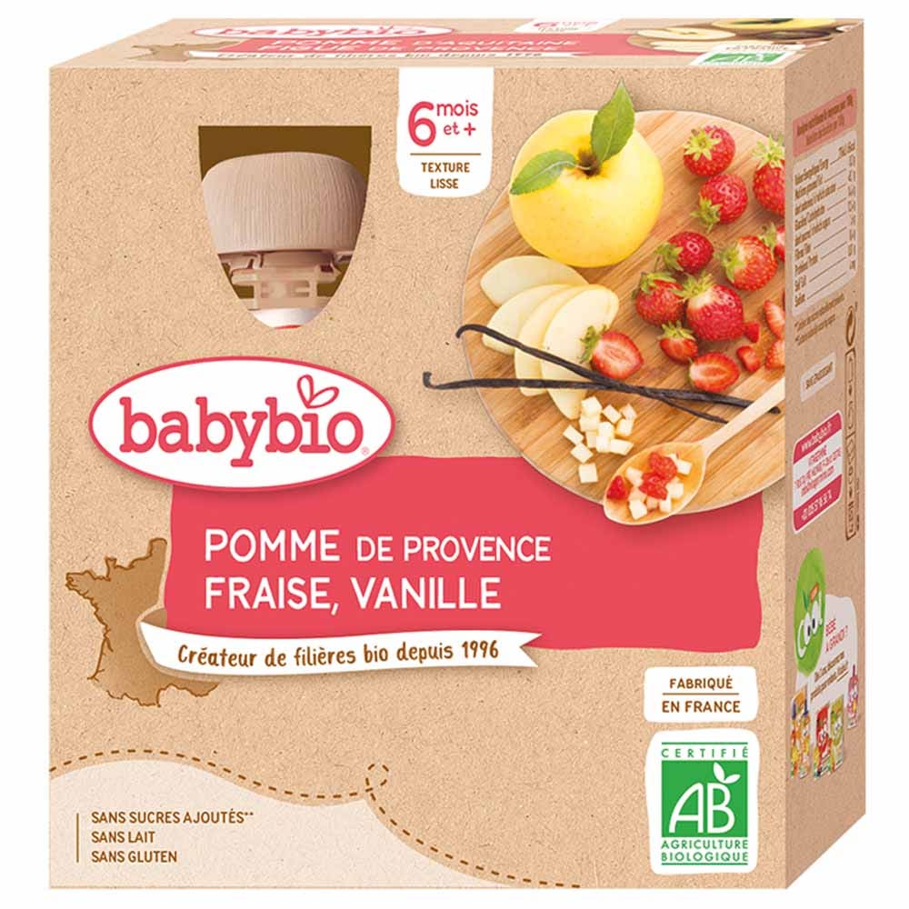 Babybio Frutta Bottiglie biologiche da 6 mesi La frutta 4x90g