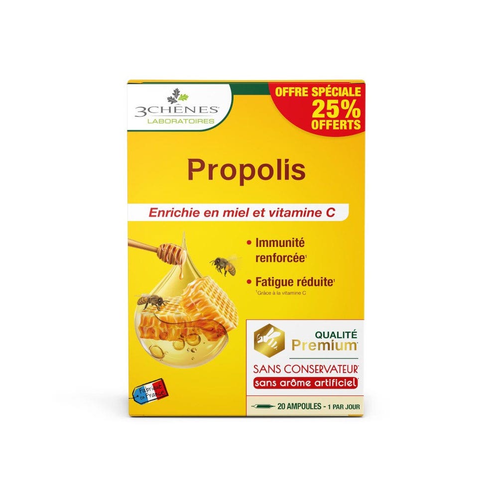 3 Chênes Propoli arricchita con miele e vitamina C 20 fiale da 10 ml